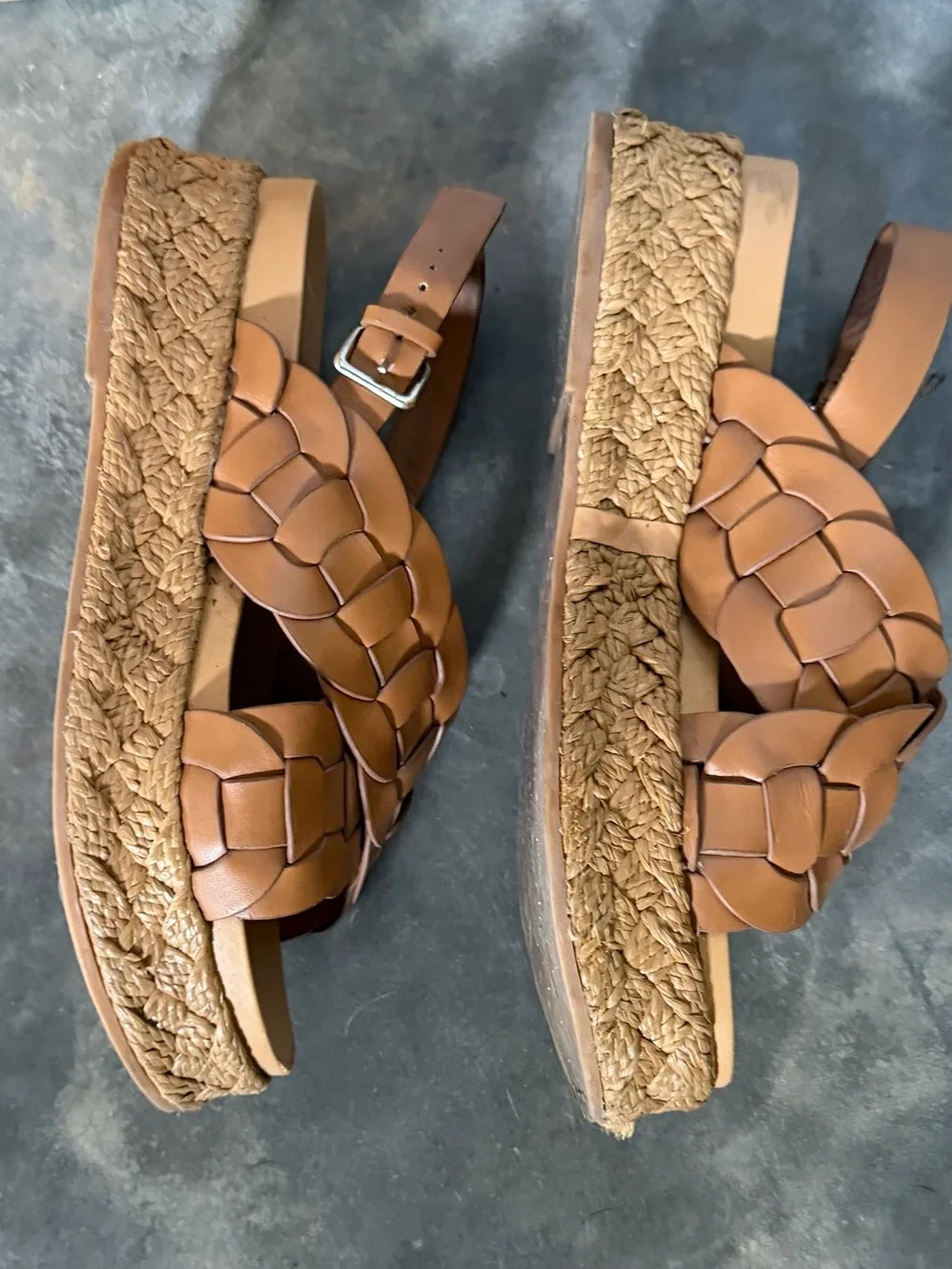 Dolce Vita Braided Leather Espadrille Platform Sandals - Brown